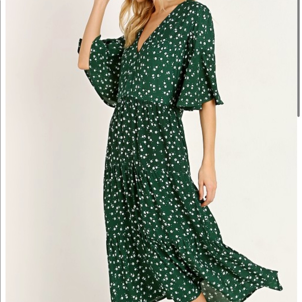 Faithful the Brand green floral midi dress